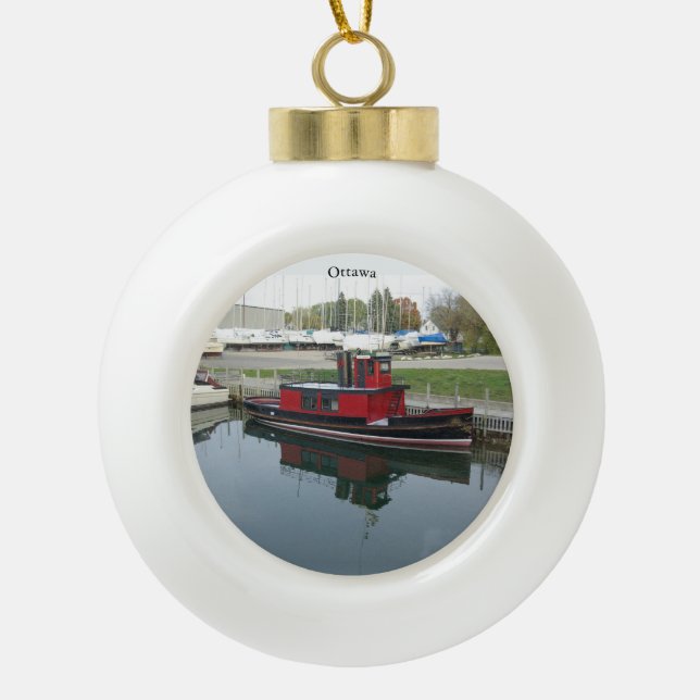 Ottawa-Ball oder Schneeflocke Keramik Kugel-Ornament (Vorderseite)
