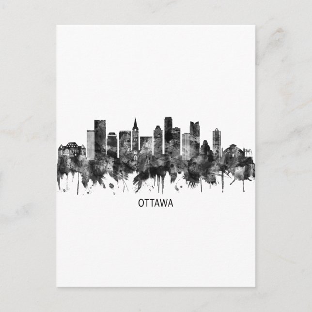 Ottawa Canada Skyline BW Feiertagspostkarte (Vorderseite)