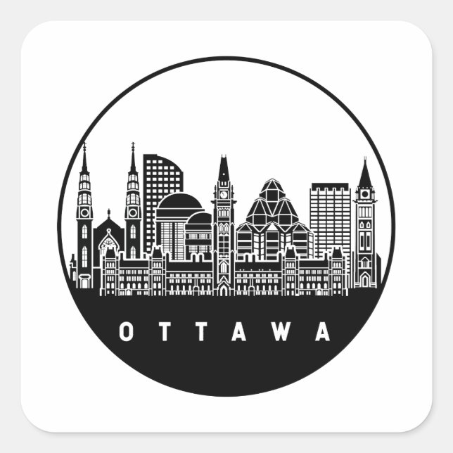 Ottawa Canada Skyline Quadratischer Aufkleber (Vorderseite)