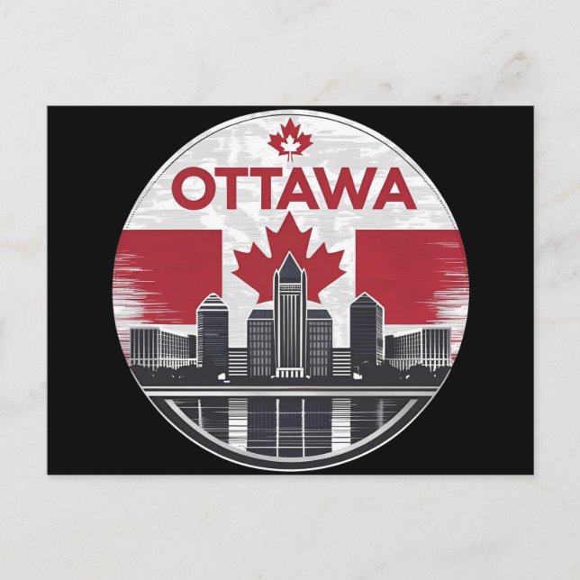 Ottawa Canada Skyline Retro City Postkarte (Vorderseite)
