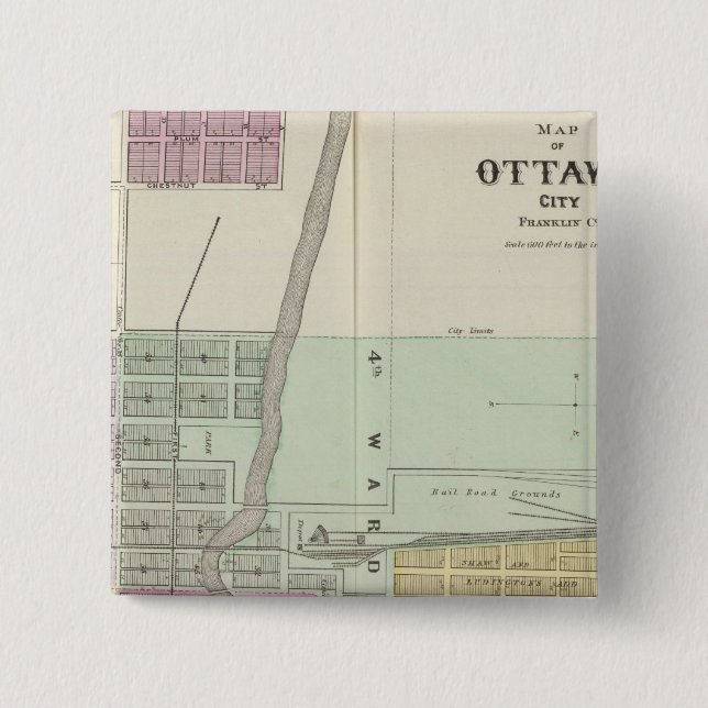 Ottawa City und Williamsburg, Kansas Button (Vorderseite)