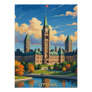 Ottawa Kanada Parlamentsgebäude, Stadtsilhouette Poster