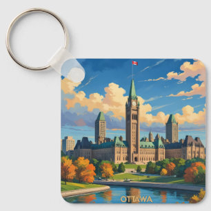 Ottawa Kanada Parlamentsgebäude, Stadtsilhouette Schlüsselanhänger