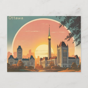Ottawa Kanada Skyline – Fette Retro-Sonnenuntergan Postkarte