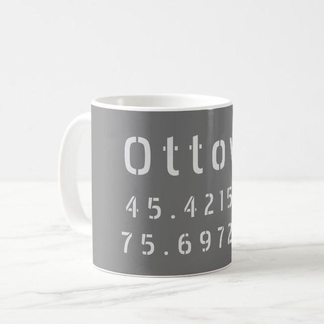 Ottawa Ontario Latitude & Longitude Kaffeetasse (Vorderseite Links)