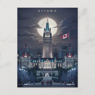 Ottawa Parlament Hill Night Postkarte