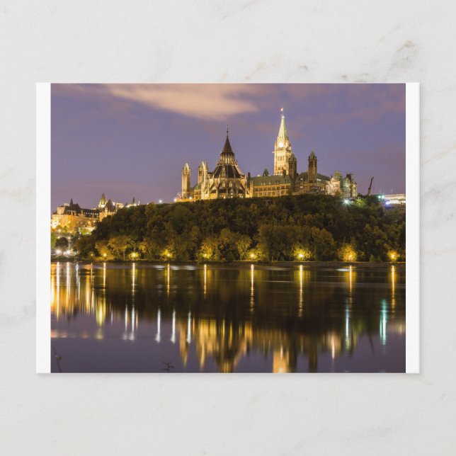 Ottawa Parlament in der Nacht Postkarte (Vorderseite)