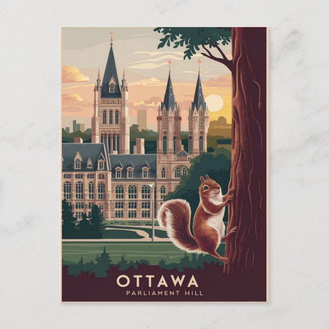 Ottawa Parlamentsberge Illustration Postkarte (Vorderseite)