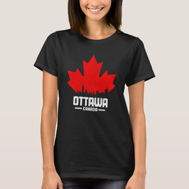 Ottawa Quebec Canada Maple Leaf Kanadische Flagge  T-Shirt (Vorderseite)