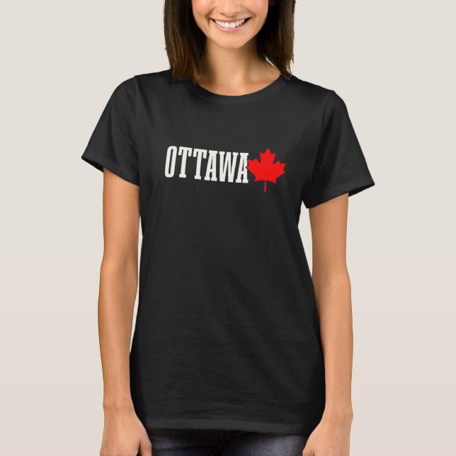 Ottawa Quebec Maple Leaf Kanada Kanadischer Flagge T-Shirt (Vorderseite)