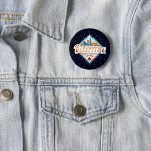 Ottawa Skyline Ontario Retro Kanada Vintag Button