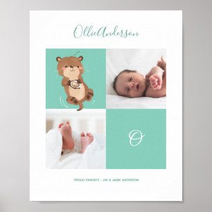 Otter ・ Alphabet Monogram Niedlich Baby Dusche Poster