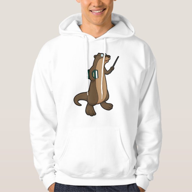 Otter als Lehrer mit Buch und Zeiger Hoodie (Vorderseite)