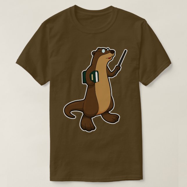 Otter als Lehrer mit Buchpointer T-Shirt (Design vorne)