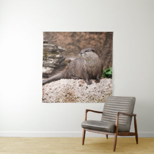 Otter am Felsen Wandteppich