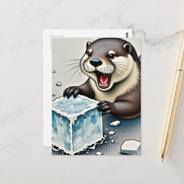 Otter and Ice Postkarte (Vorderseite/Rückseite Beispiel)