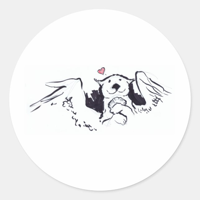 Otter Angel Runder Aufkleber (Vorderseite)
