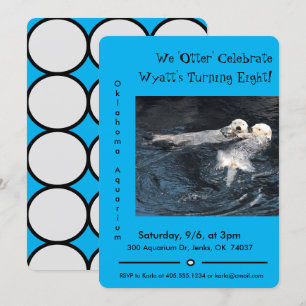 Otter Animal Aquarium Anniversaire Fête Invitation