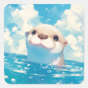 Otter Aquatic Odyssey Quadratischer Aufkleber