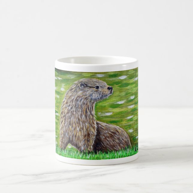 Otter auf einer Ufermalerei Kaffeetasse (Mittel)