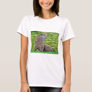 Otter auf einer Ufermalerei T-Shirt