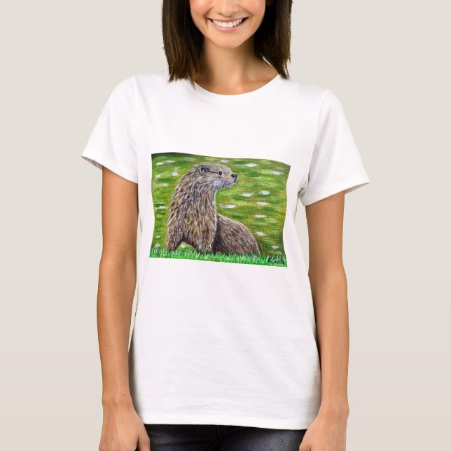 Otter auf einer Ufermalerei T-Shirt (Vorderseite)