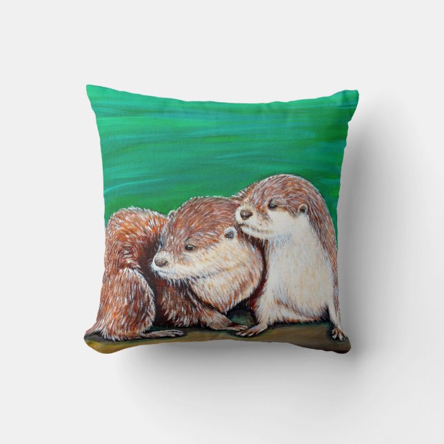 Otter Best Friends Painting Kissen (Vorderseite)