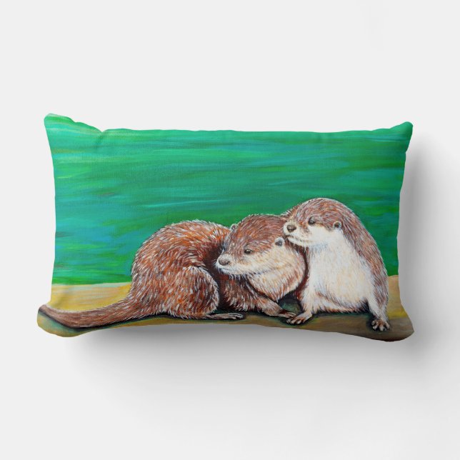Otter Best Friends Painting Lendenkissen (Vorderseite)