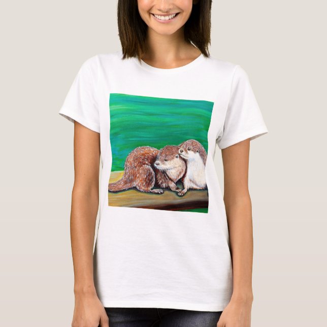 Otter Best Friends Painting T-Shirt (Vorderseite)