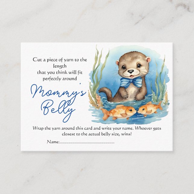 Otter Boy Baby Bump Game Guess Mama Bauchgröße Begleitkarte (Vorderseite)