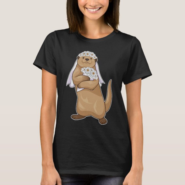 Otter Bride Blume Wedding T-Shirt (Vorderseite)