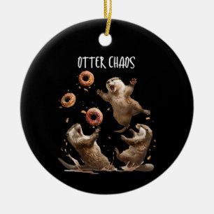 Otter Chaos Funny Bagel Kämpfe Sea Otters Puck an  Keramik Ornament