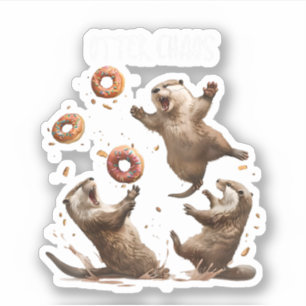 Otter Chaos Lustiger Bagel Kampfende Seeotter Wort Aufkleber