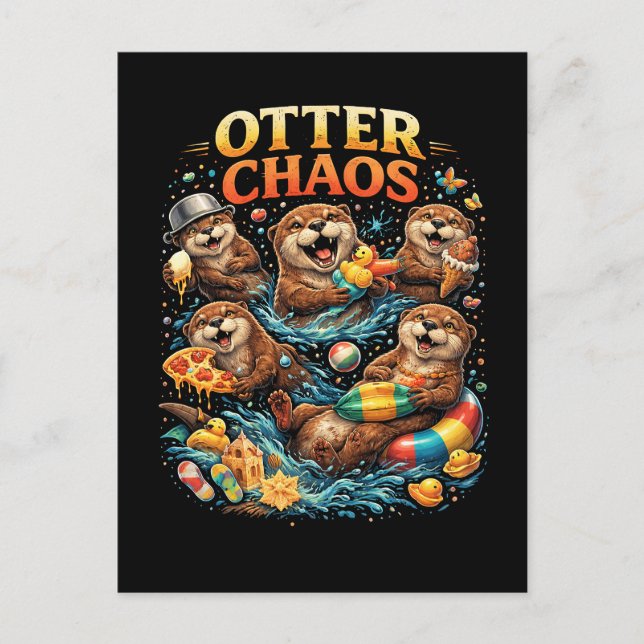 Otter Chaos Postkarte (Vorderseite)