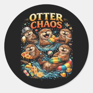 Otter-Chaos Runder Aufkleber