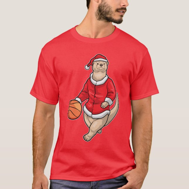 Otter Christmas Basketball T-Shirt (Vorderseite)