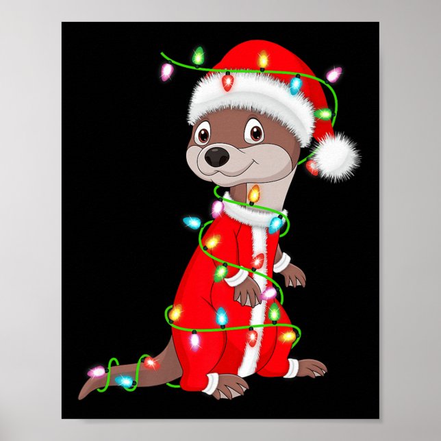 Otter Christmas Lights Santa Costume Cute Animal X Poster (Vorne)