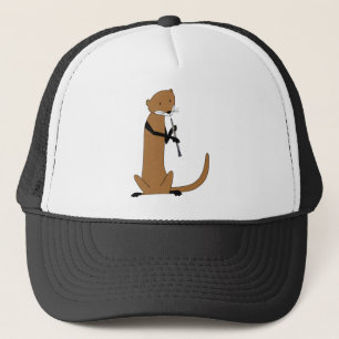 Otter, der das Oboe spielt Truckerkappe