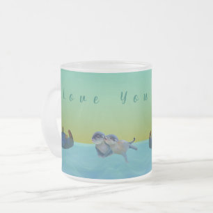 Otter, die Wasser spielen Mattglastasse