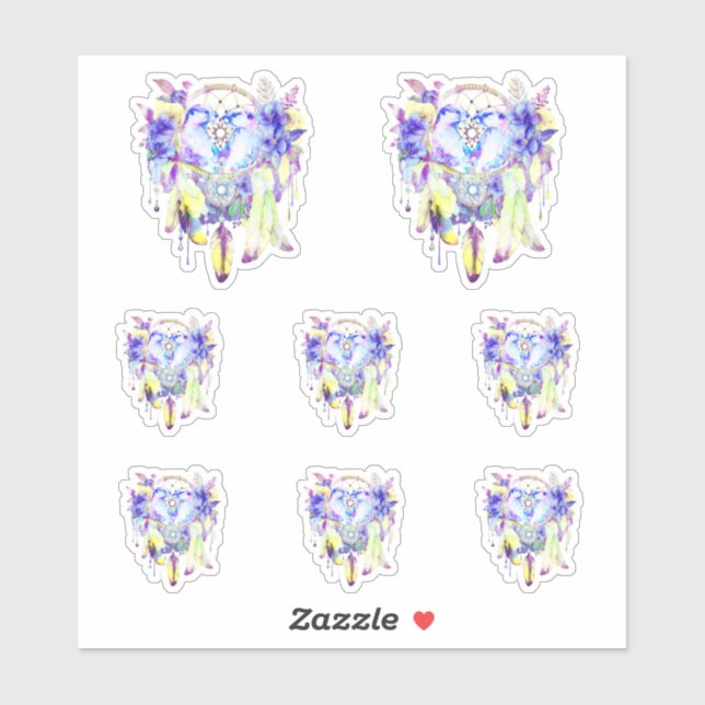 Otter Dreamcatcher Blue Yellow Floral Aufkleber (Blatt)