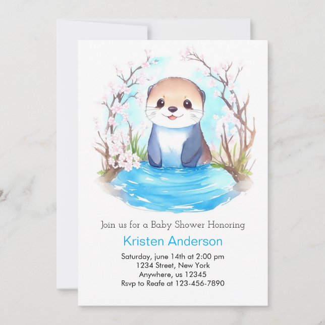 Otter Dreamscape Whimsical Magic Boy Babydusche Einladung (Vorderseite)