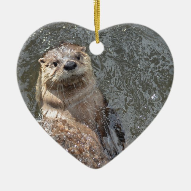 Otter drehen Drehungen um Keramikornament (Vorne)
