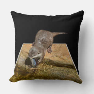Otter essen leckeren Fisch, Popout Big Lounge Kiss Kissen