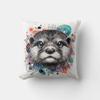 Otter Face Colorful Art Kissen