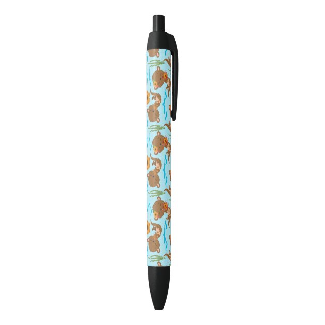 Otter Family Orange Flowers Floral Aquatic Animal Kugelschreiber (Unterseite (Vertikal))