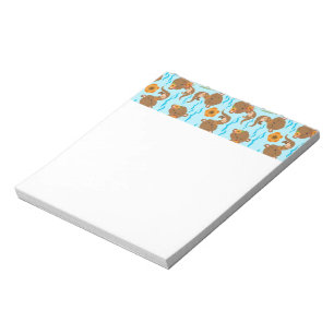 Otter Family Orange Flowers Floral Aquatic Notizblock