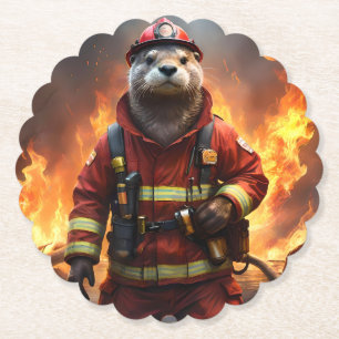 Otter-Feuerwehrmann führt Gegenfeuer durch, Untersetzer