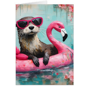 Otter Flamant rose rose Toutes les occasions Salut