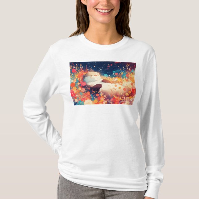 Otter Floral Hideaway T-Shirt (Vorderseite)