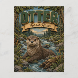 Otter Forest Fluss POPCUT Postkarte